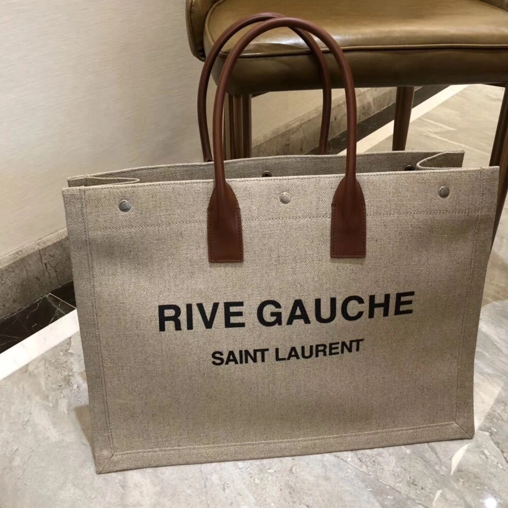 AND GAUCHE LEATHER IN TOTE LINEN YSL PRINTED RIVE BAG 0711